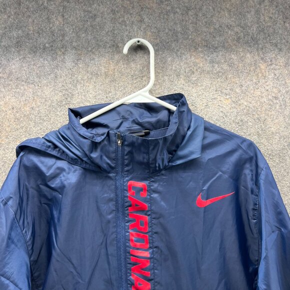 St. Louis Cardinals Pullover Jacket Men Large Navy Windbreaker Hoodie Nike Spell - Picture 9 of 12